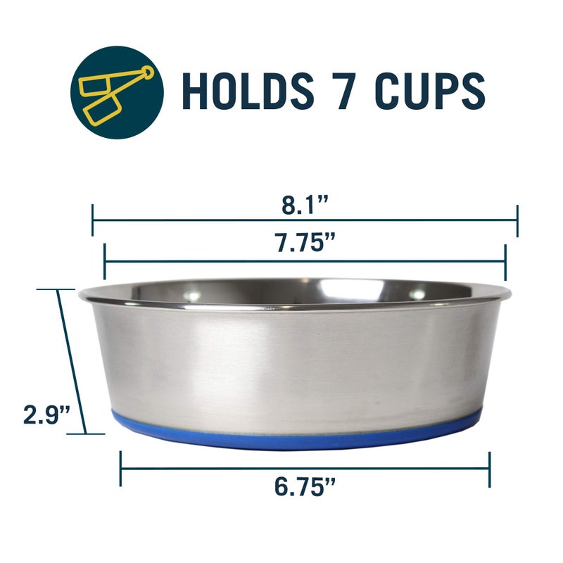 Our Pets OurPet's DuraPet Premium Dishwasher Safe Stainless Steel Dog Bowl for Food or Water [Multiple Sizes for Small to Large Dogs] in Traditional or Wide Base Design - 8 CUP - Image 2